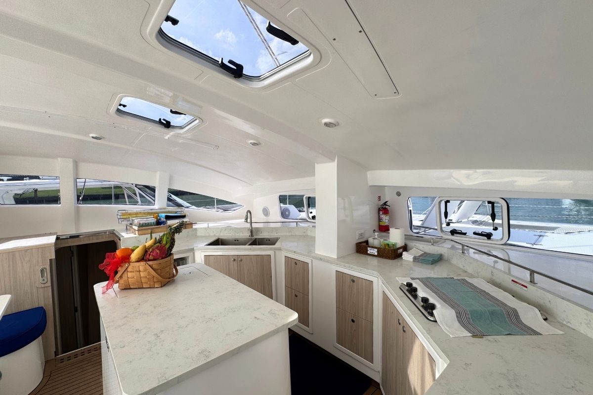Galley of Gauthai, a Island Spirit Yachts Island Spirit 410 catamaran at Mai Khao, Thailand
