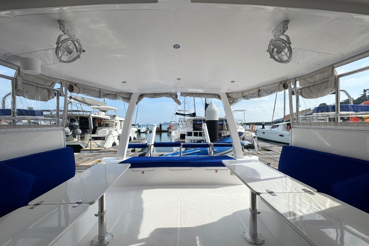 Salon of Gauthai, a Island Spirit Yachts Island Spirit 410 catamaran at Mai Khao, Thailand