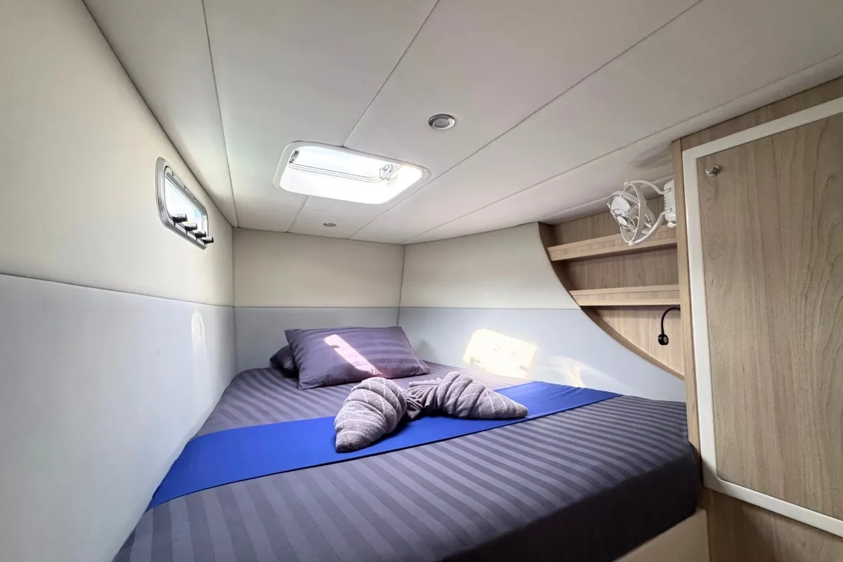 Cabin on Gauthai, a Island Spirit Yachts Island Spirit 410 catamaran at Mai Khao, Thailand