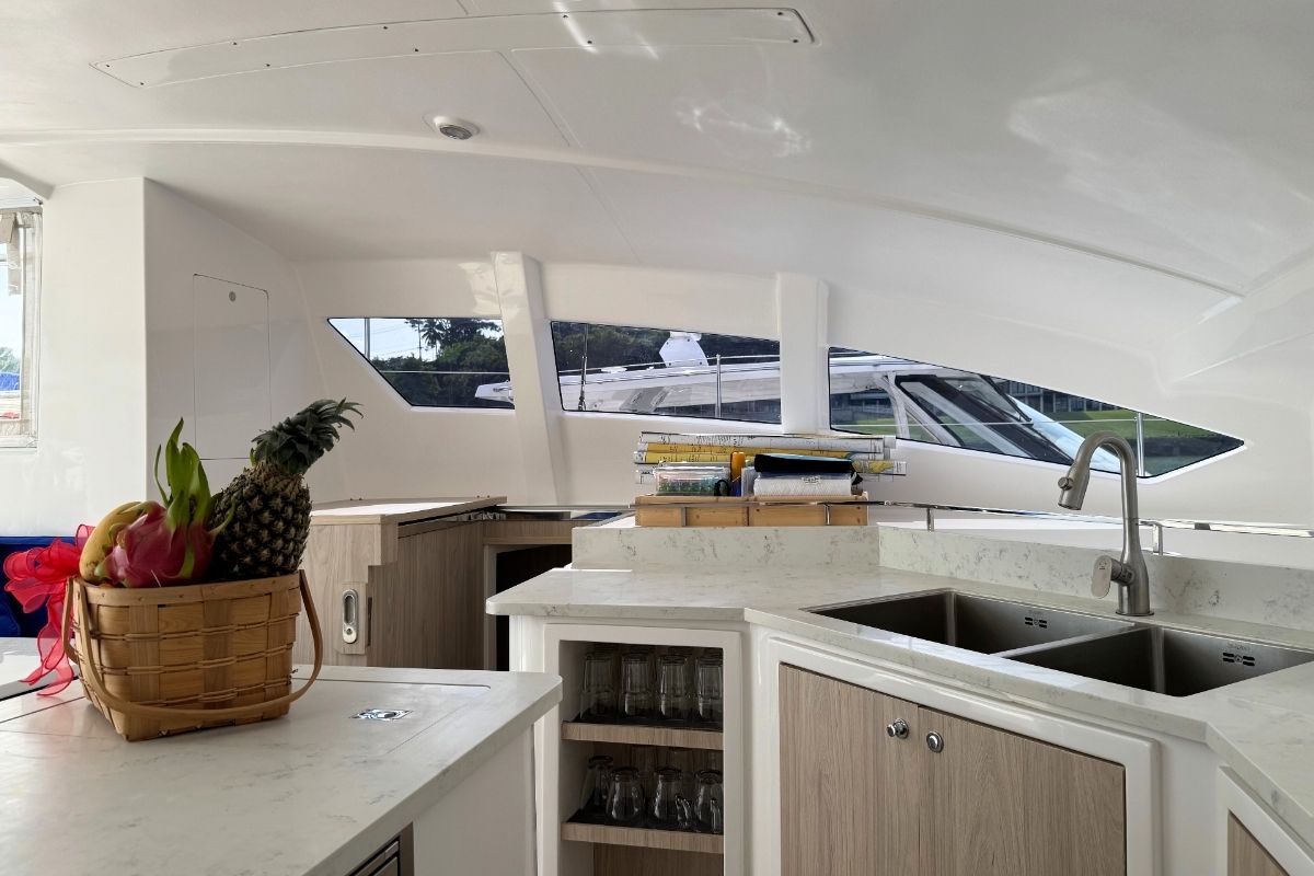 Galley of Gauthai, a Island Spirit Yachts Island Spirit 410 catamaran at Mai Khao, Thailand