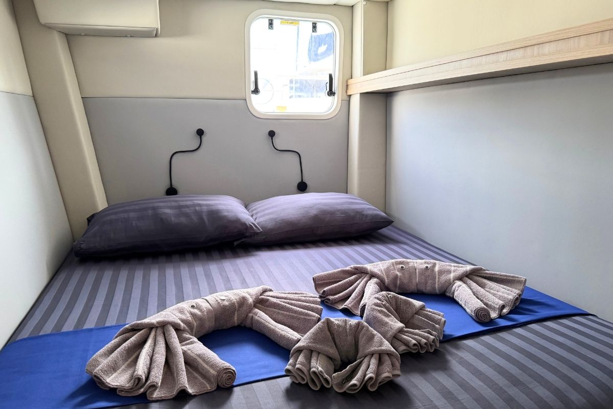 Cabin on Gauthai, a Island Spirit Yachts Island Spirit 410 catamaran at Mai Khao, Thailand