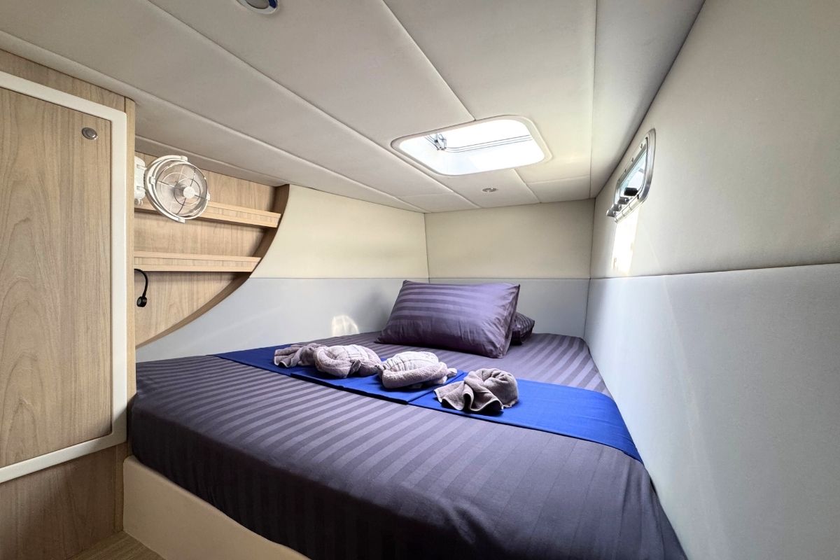 Cabin on Gauthai, a Island Spirit Yachts Island Spirit 410 catamaran at Mai Khao, Thailand
