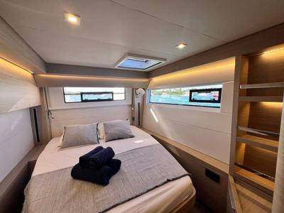 Cabin on Nowo, a Lagoon 51 catamaran at Eden Island Marina, Seychelles