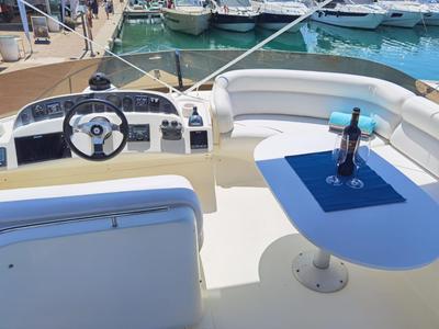 Cockpit of Emily Grace II, a Rodman 41 Fly yacht at Port d'Andratx, Spain