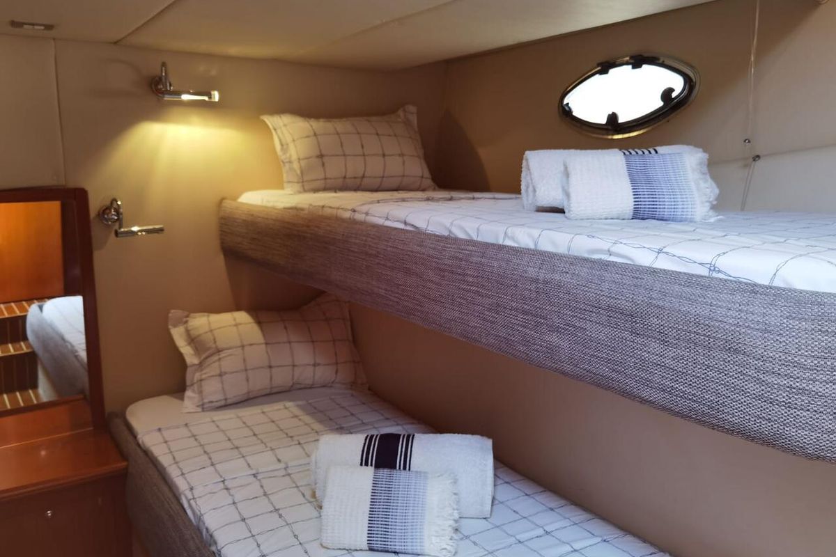 Cabin on Emily Grace II, a Rodman 41 Fly yacht at Port d'Andratx, Spain