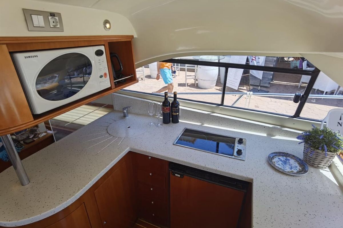 Galley of Emily Grace II, a Rodman 41 Fly yacht at Port d'Andratx, Spain