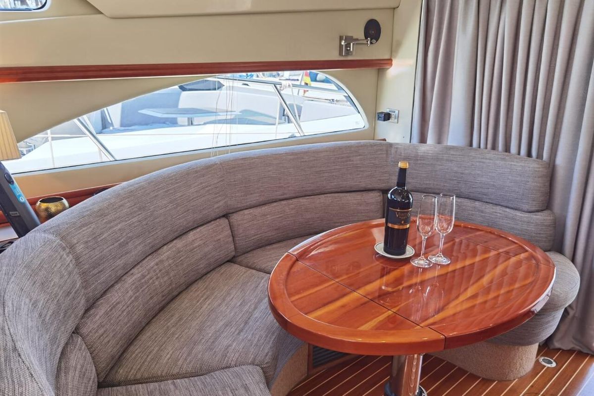 Salon of Emily Grace II, a Rodman 41 Fly yacht at Port d'Andratx, Spain