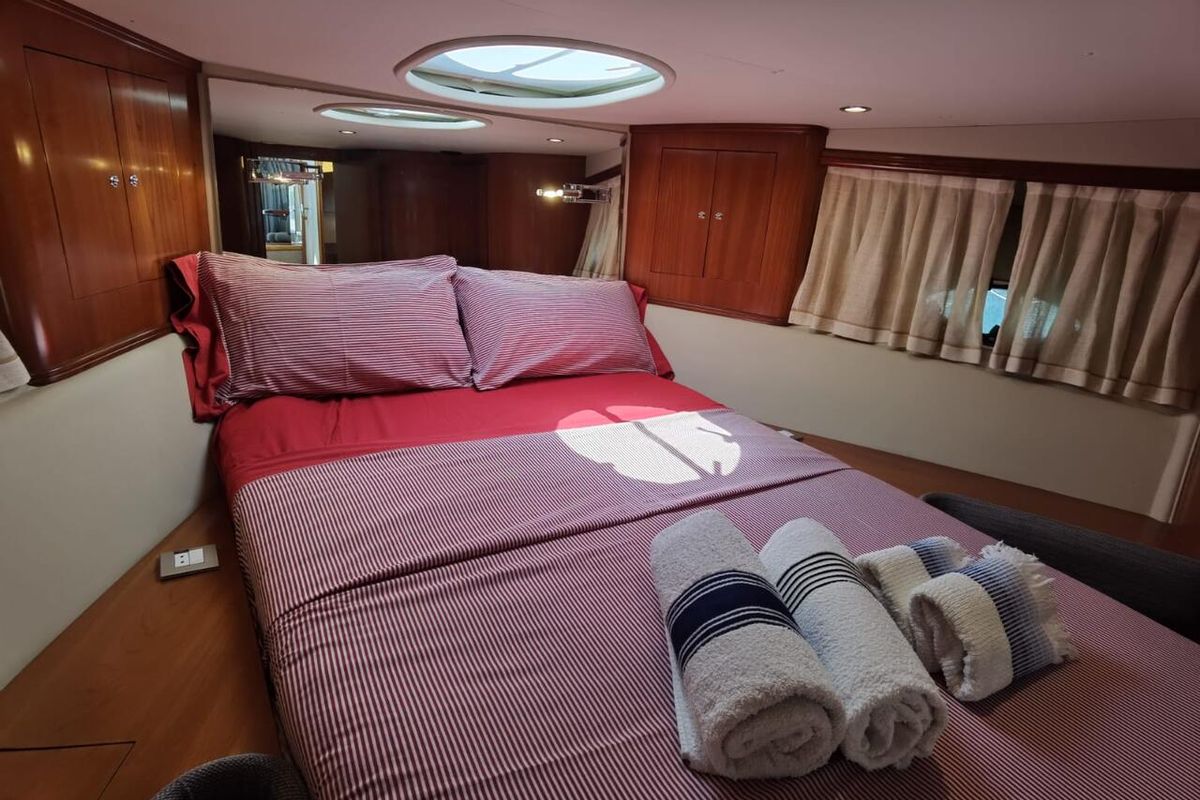 Cabin on Emily Grace II, a Rodman 41 Fly yacht at Port d'Andratx, Spain