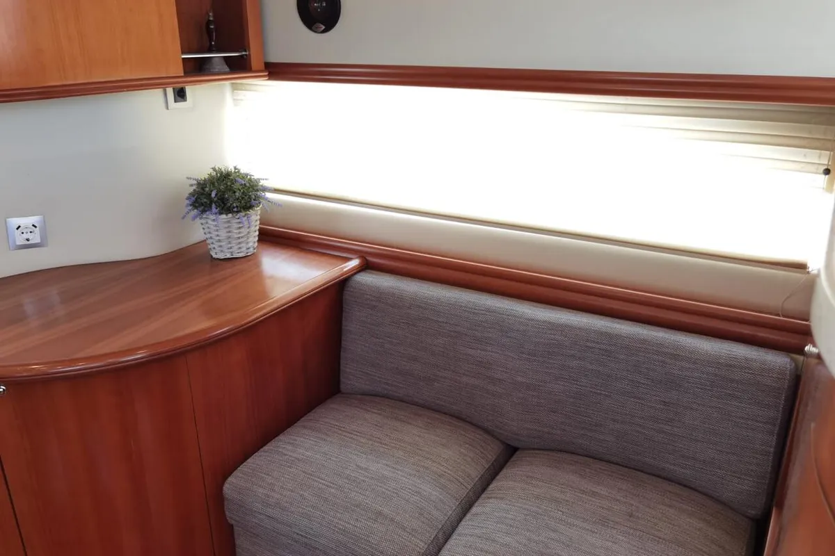 Salon of Emily Grace II, a Rodman 41 Fly yacht at Port d'Andratx, Spain