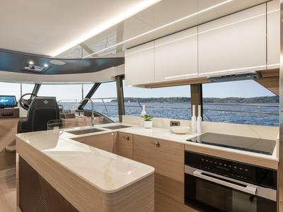 Galley of Prestige M48, a Prestige M48 catamaran at Capo d'Orlando, Italy