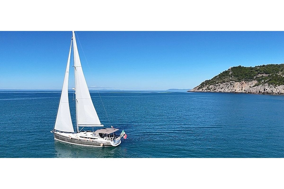 Exterior view of Principessa P., a Jeanneau Sun Odyssey 509 sailboat at Orbetello, Italy