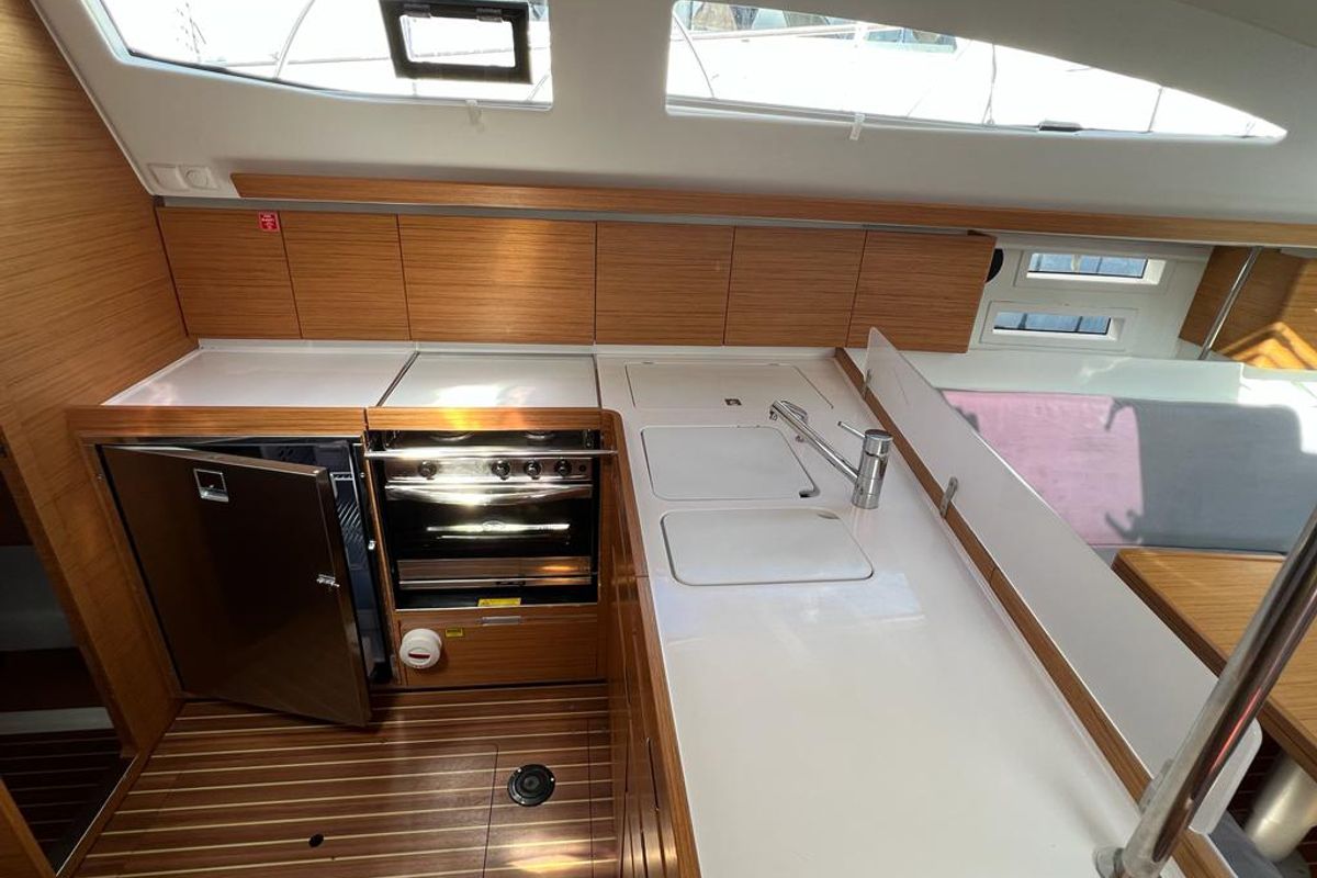 Galley of Kaminari, a Elan Impression 45 sailboat at Punat, Croatia