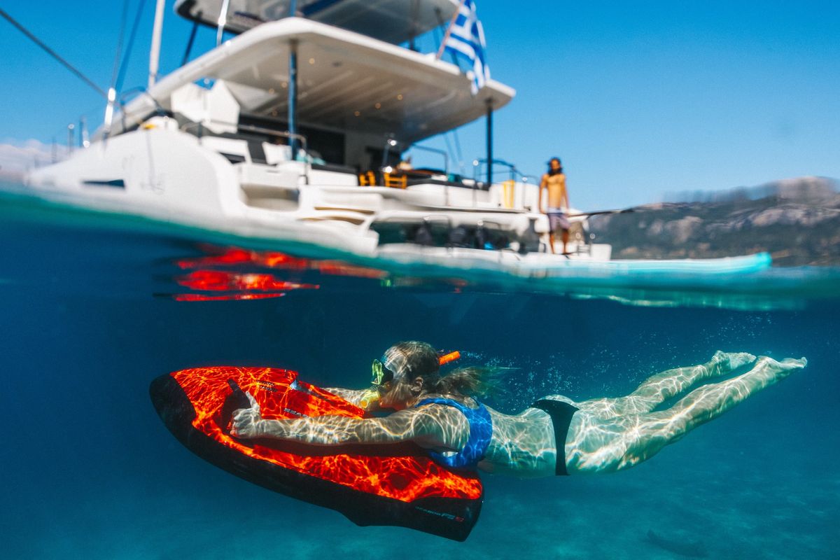 Exterior view of HUMBLE ONE, a Lagoon 55 catamaran at Municipal Unit of Lefkada, Greece