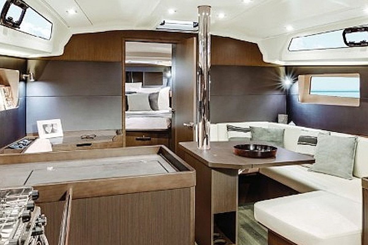 Salon of Salt Shaker, a Beneteau Oceanis 41.1 sailboat at Kos, Greece