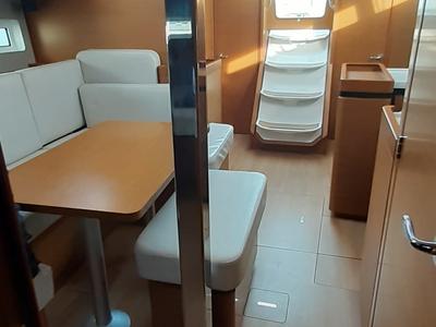 Salon of Silvana D, a Jeanneau Sun Odyssey 440 sailboat at Olbia, Italy