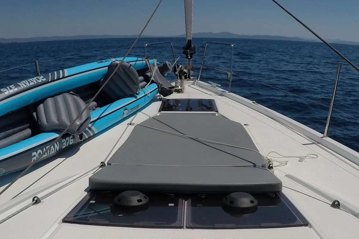Deck of Kymo, a Jeanneau 54 sailboat at Volos Municipality, Greece