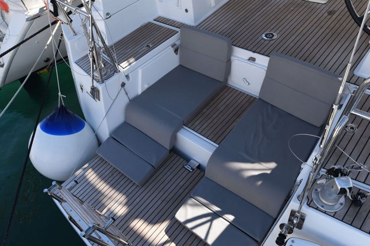 Deck of Kymo, a Jeanneau 54 sailboat at Volos Municipality, Greece