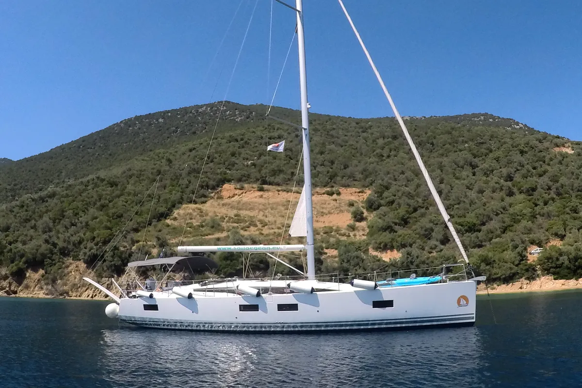Exterior view of Kymo, a Jeanneau 54 sailboat at Volos Municipality, Greece