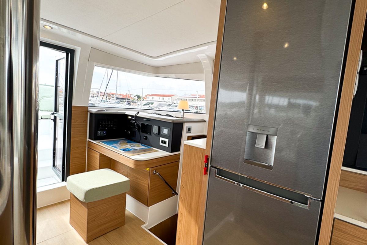 Cockpit of Merlot, a Bali 4.2 catamaran at Pirovac, Croatia