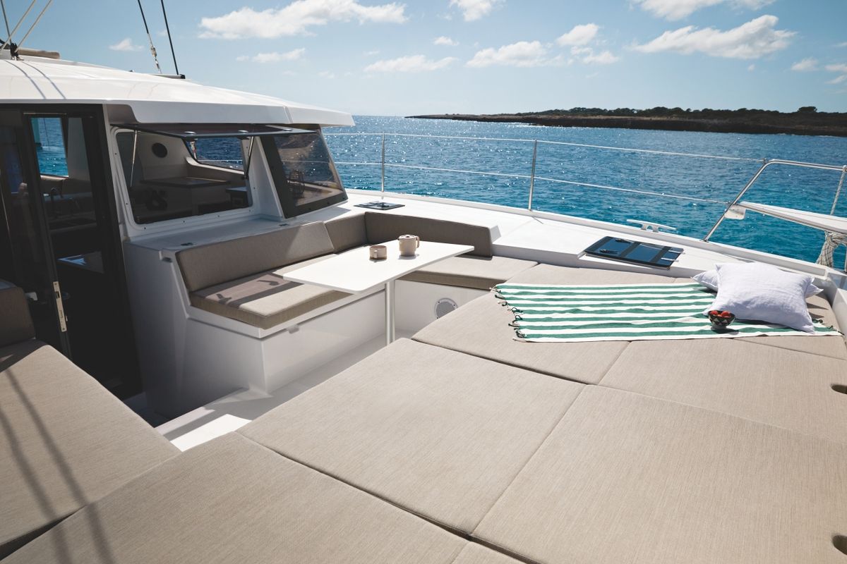 Deck of Merlot, a Bali 4.2 catamaran at Pirovac, Croatia