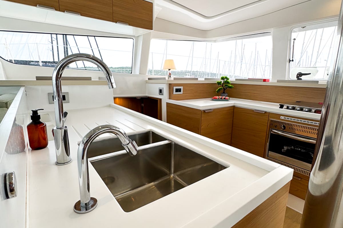 Galley of Merlot, a Bali 4.2 catamaran at Pirovac, Croatia