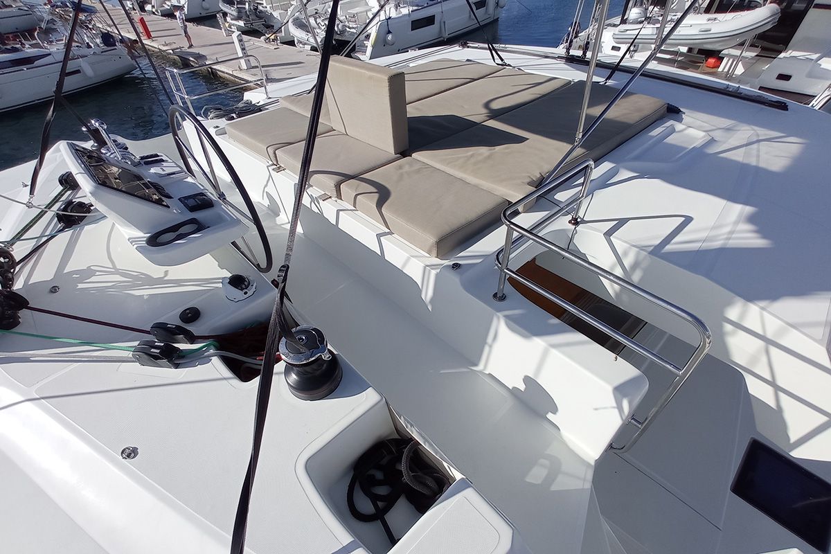 Deck of Kasper, a Lagoon 50 catamaran at Seget Donji, Croatia