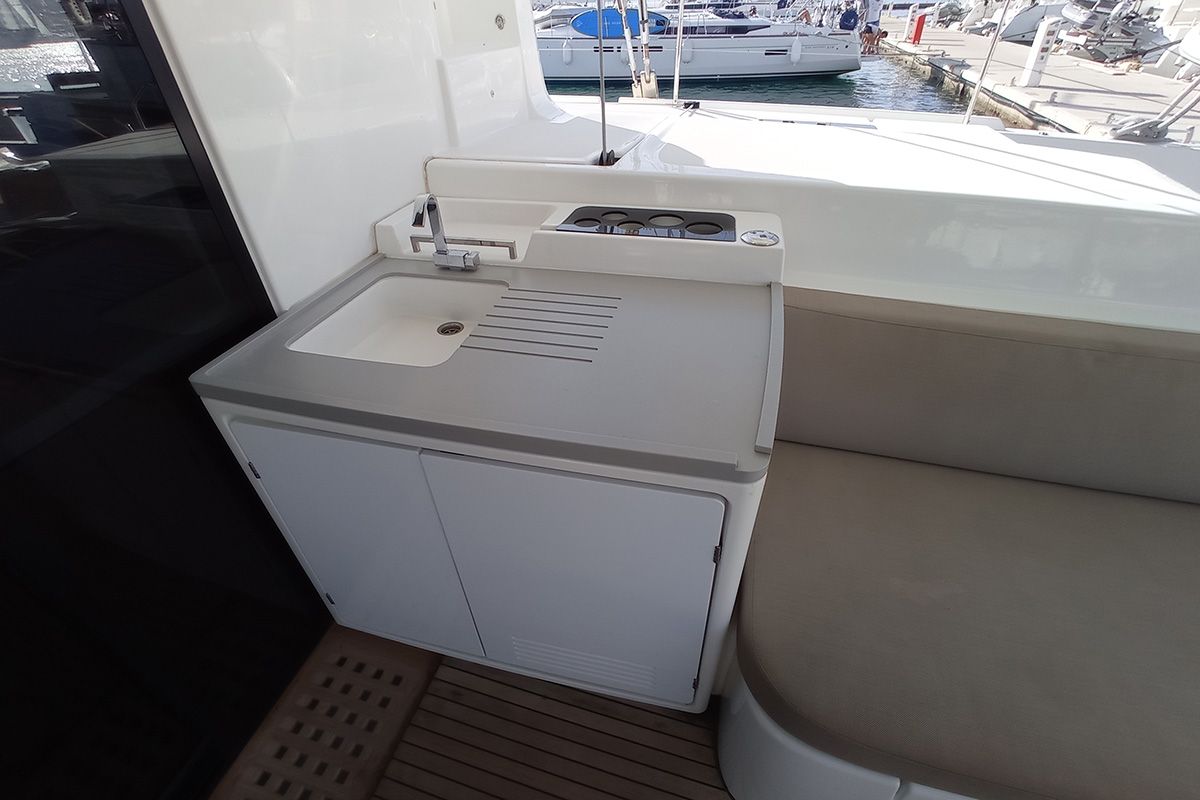 Deck of Kasper, a Lagoon 50 catamaran at Seget Donji, Croatia