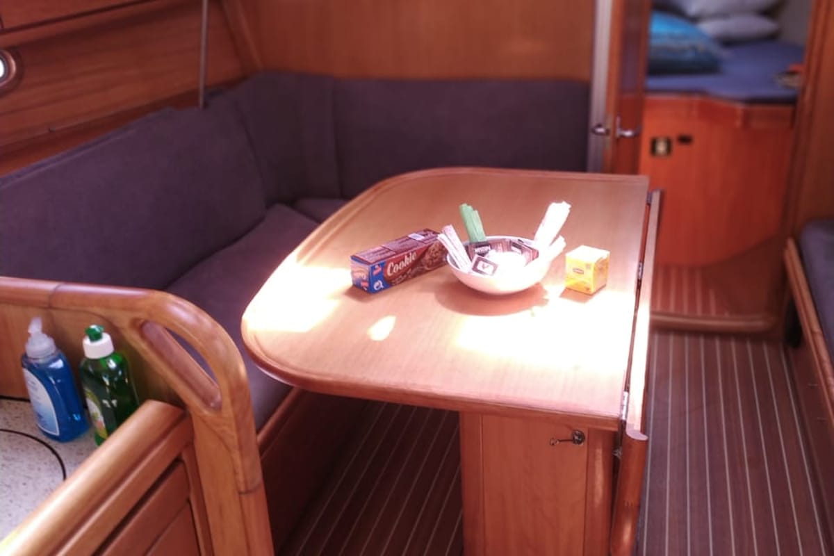 Salon of Seasail, a Bavaria Cruiser 33 sailboat at Municipal Unit of Lefkada, Greece