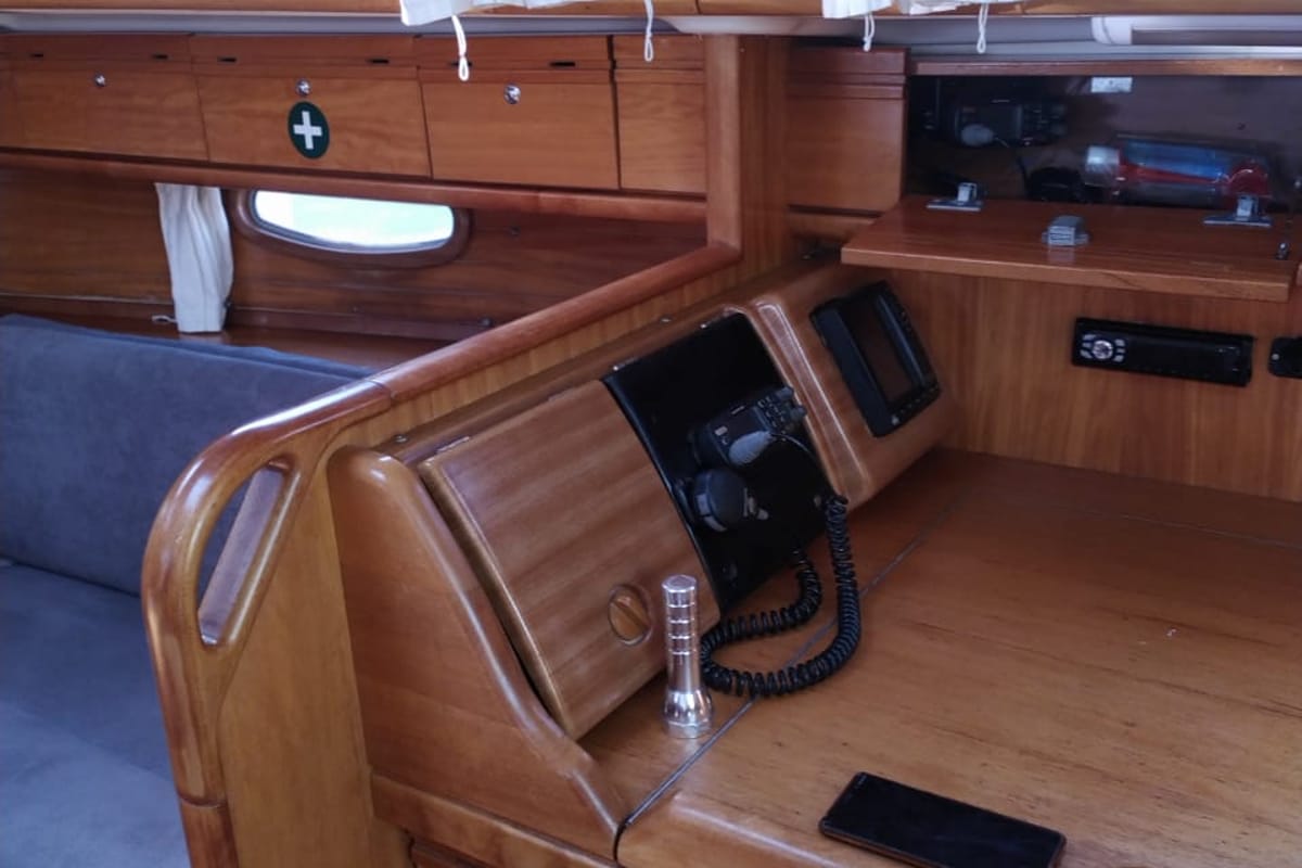 Salon of Seasail, a Bavaria Cruiser 33 sailboat at Municipal Unit of Lefkada, Greece