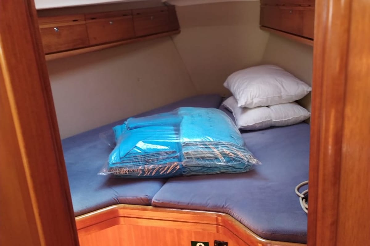 Cabin on Seasail, a Bavaria Cruiser 33 sailboat at Municipal Unit of Lefkada, Greece