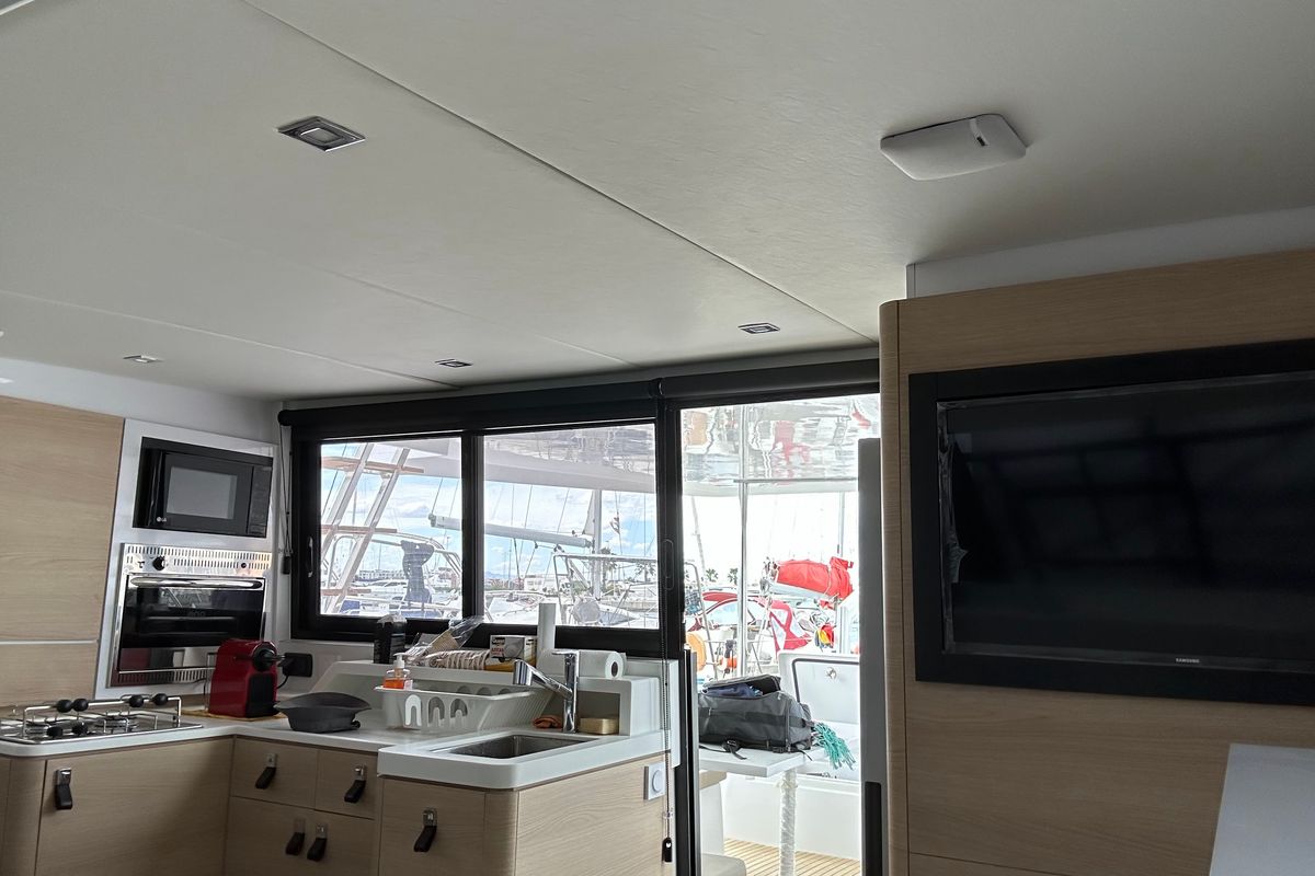 Galley of Ilusión, a Aventura Catamarans Aventura 37 catamaran at Valencia, Spain