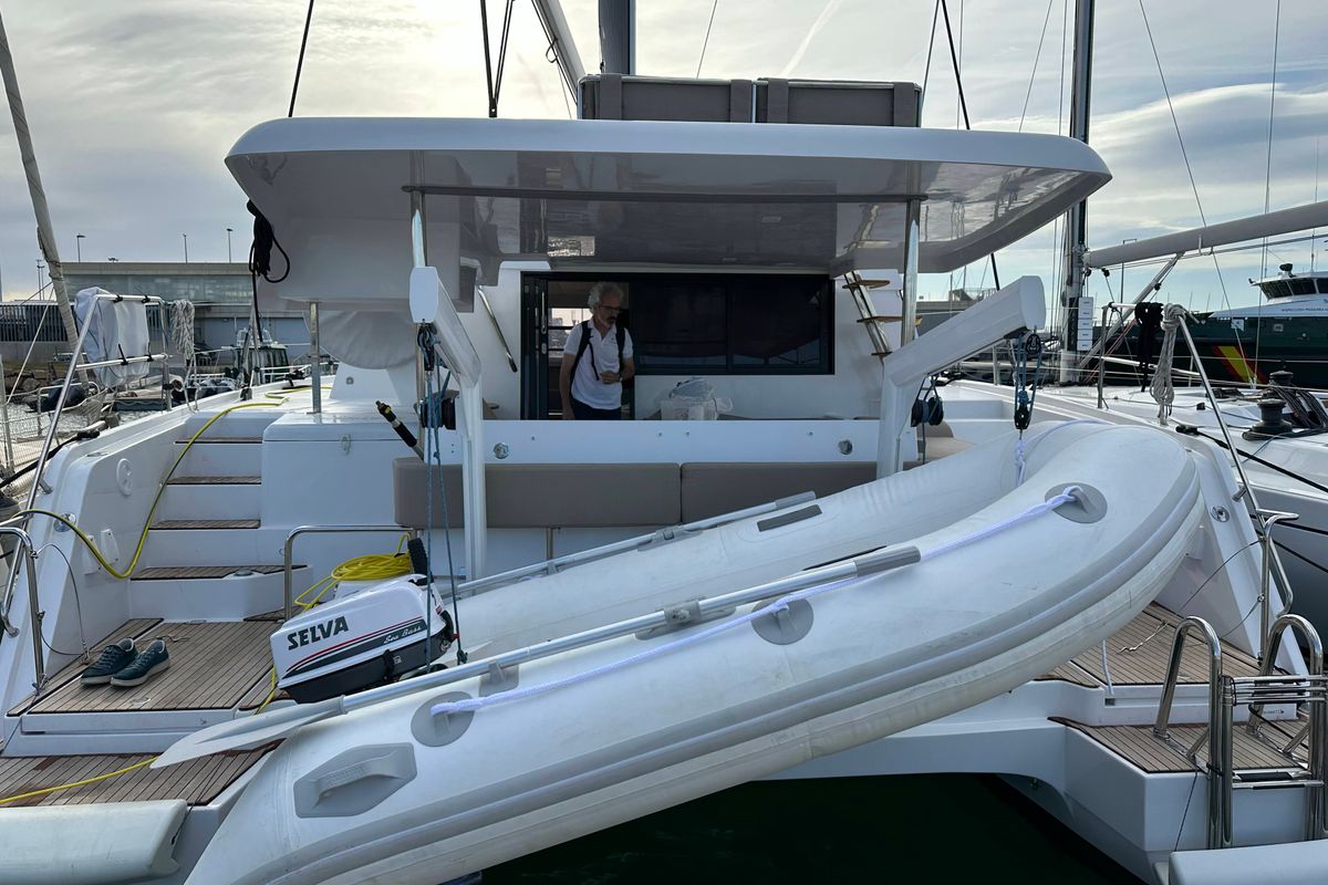 Exterior view of Ilusión, a Aventura Catamarans Aventura 37 catamaran at Valencia, Spain