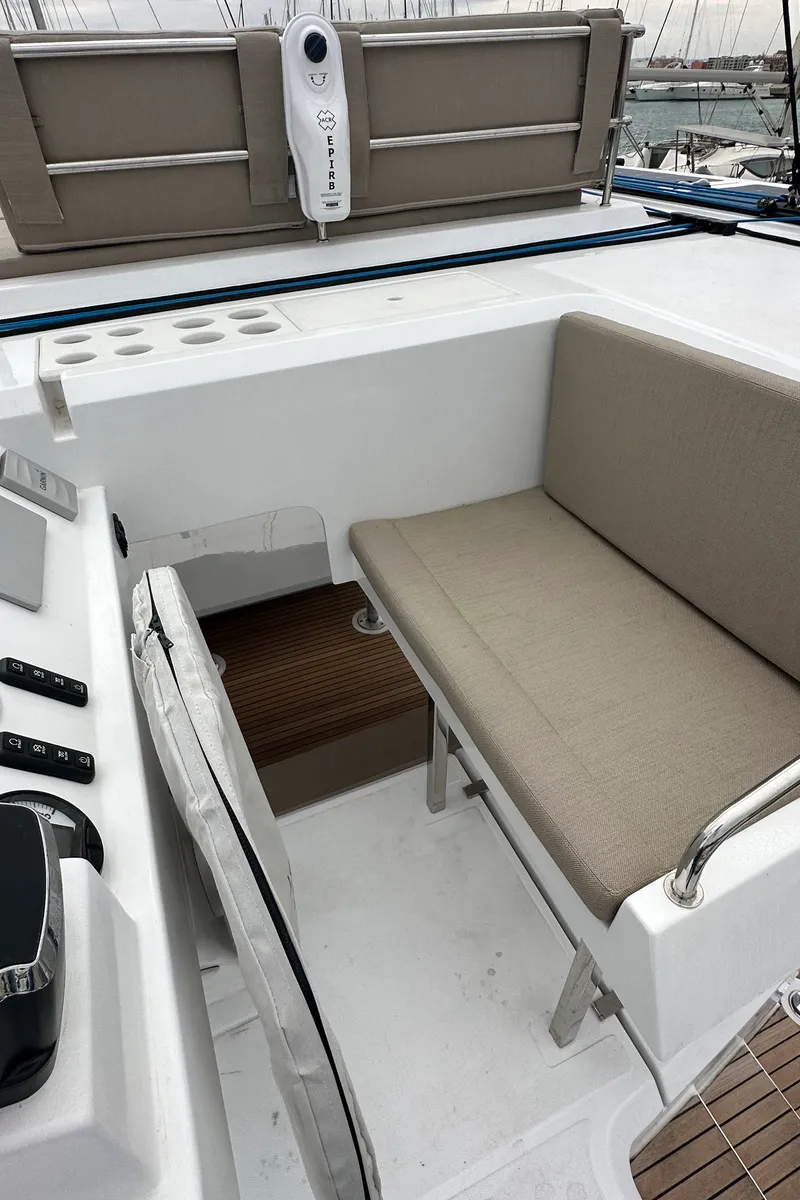 Cockpit of Ilusión, a Aventura Catamarans Aventura 37 catamaran at Valencia, Spain