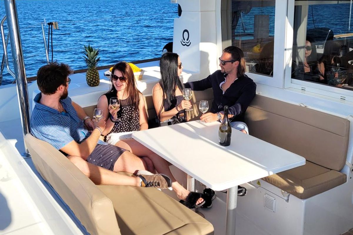 Deck of Pulpo, a Lagoon 39 catamaran at Dubrovnik, Croatia