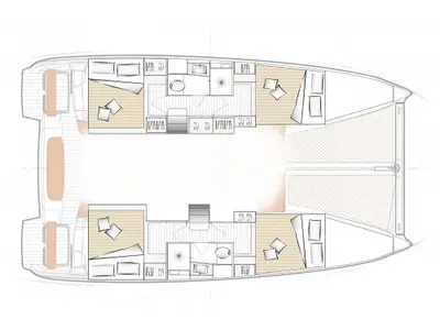 Floor plan of Kirahu, a Excess 11 catamaran at Papeete, France