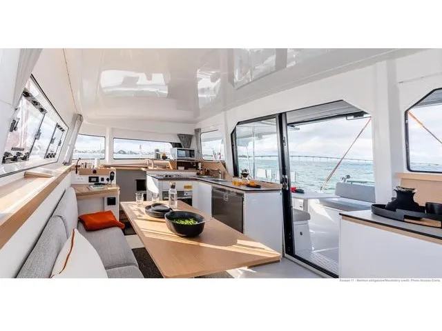Salon of Kirahu, a Excess 11 catamaran at Papeete, France