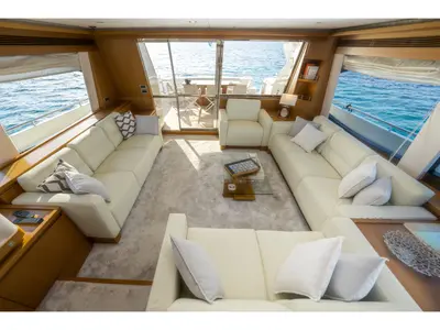 Salon of Nineteen, a Ferretti 780 yacht at Athens, Greece