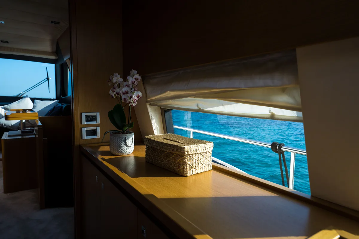 Nineteen, a Ferretti 780 yacht at Athens, Greece