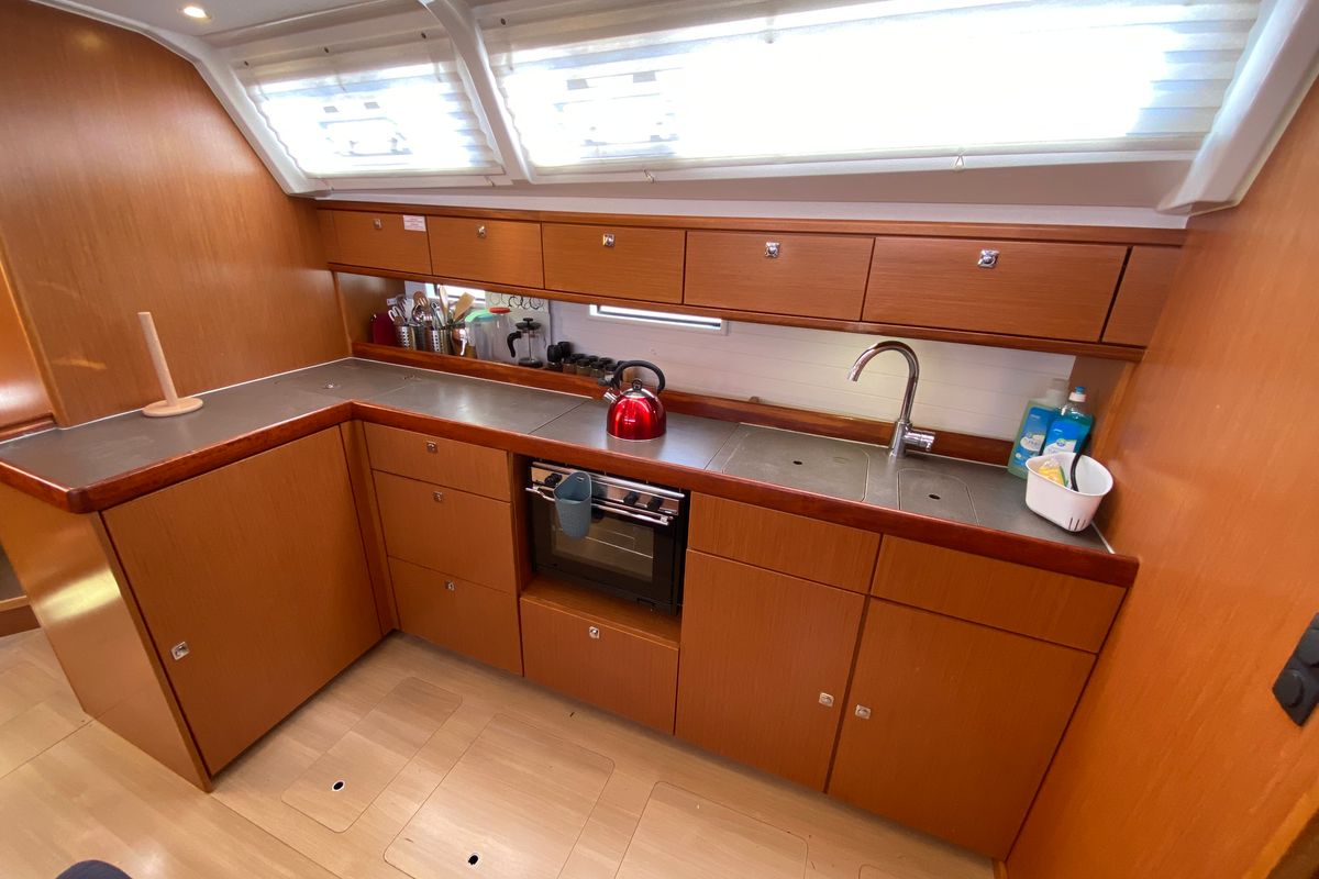 Galley of Zulu, a Bavaria 46 Cruiser sailboat at Fethiye, Turkey