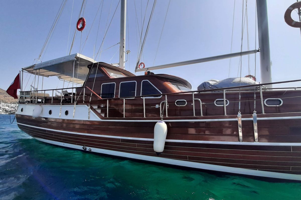 Exterior view of Carpe Diem XI, a Gulet Gulet gulet at Bodrum, Turkey
