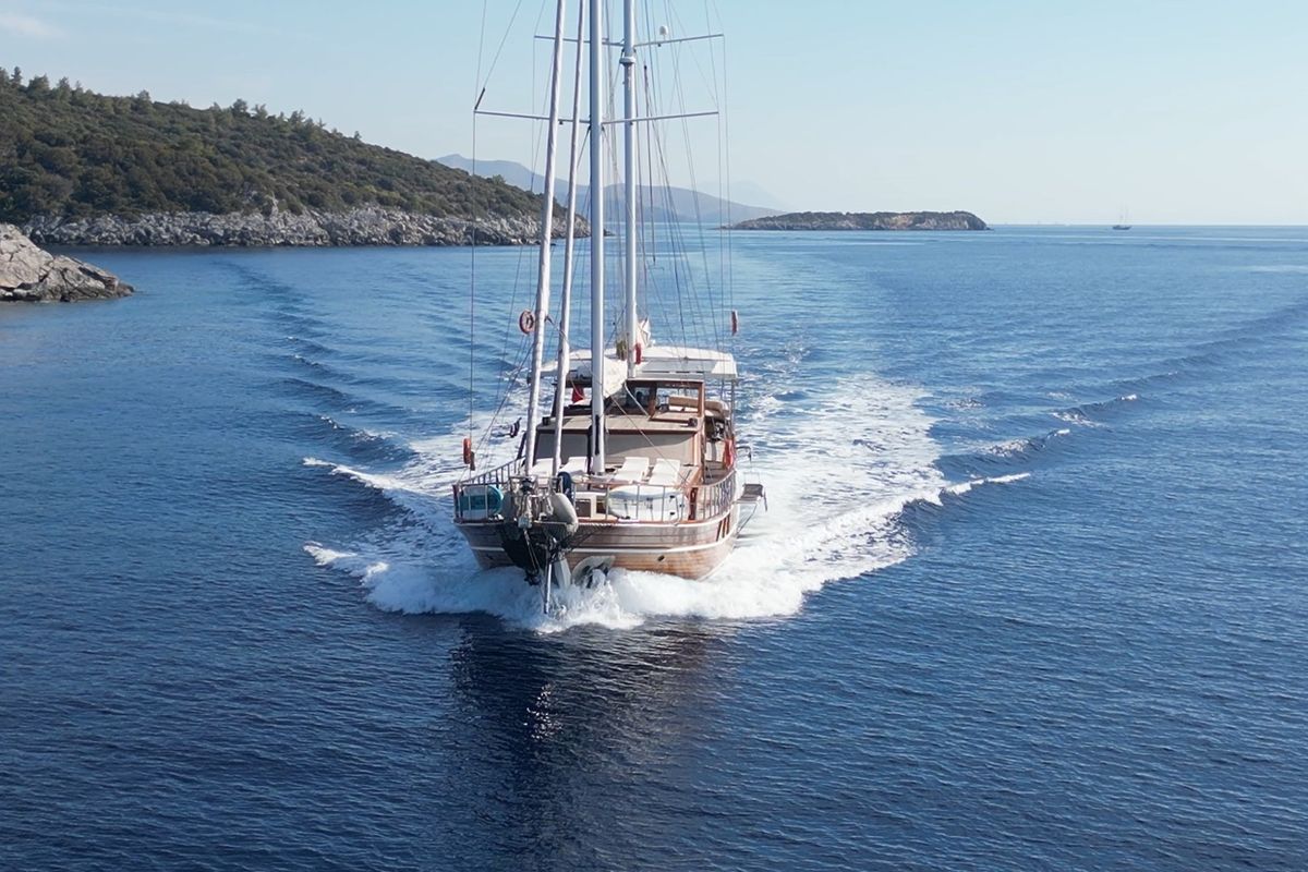 Exterior view of Carpe Diem XI, a Gulet Gulet gulet at Bodrum, Turkey