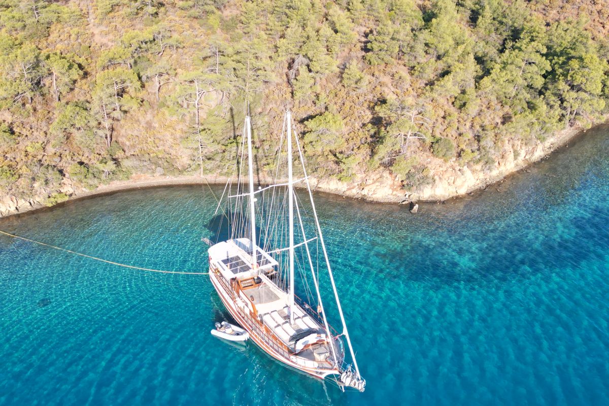 Exterior view of Carpe Diem XI, a Gulet Gulet gulet at Bodrum, Turkey