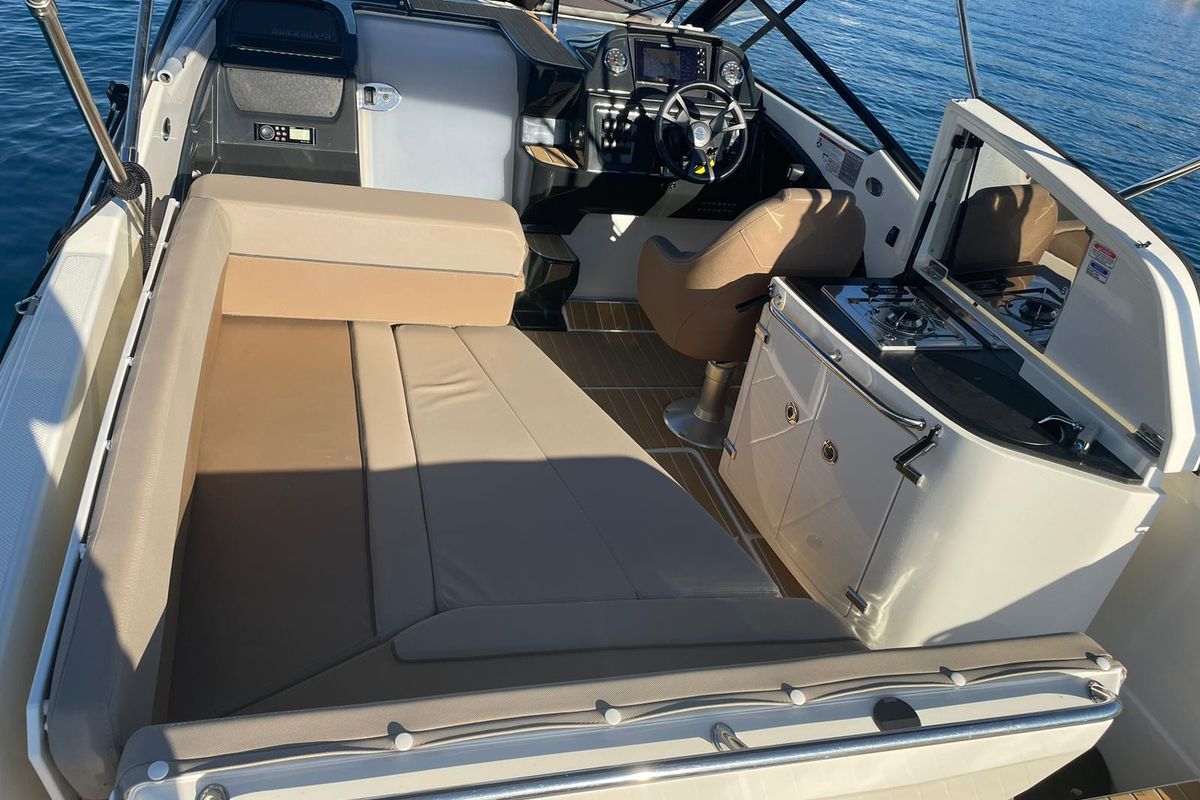 Deck of Pure Pleasure, a Quicksilver Activ 755 CR motorboat at Tribunj, Croatia