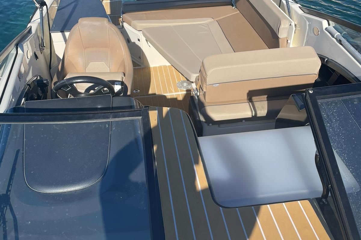 Deck of Pure Pleasure, a Quicksilver Activ 755 CR motorboat at Tribunj, Croatia