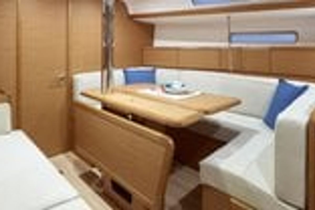Salon of Sunsail 38 Classic, a Jeanneau Sun Odyssey 389 sailboat at Municipal Unit of Lefkada, Greece