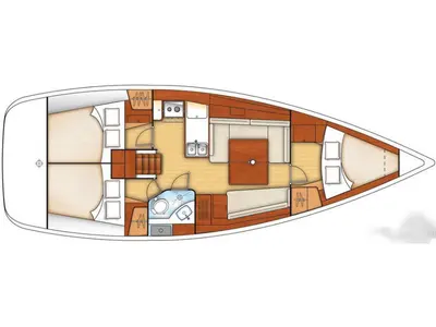 Floor plan of KARYATIS, a Beneteau Oceanis 37 sailboat at Athens, Greece