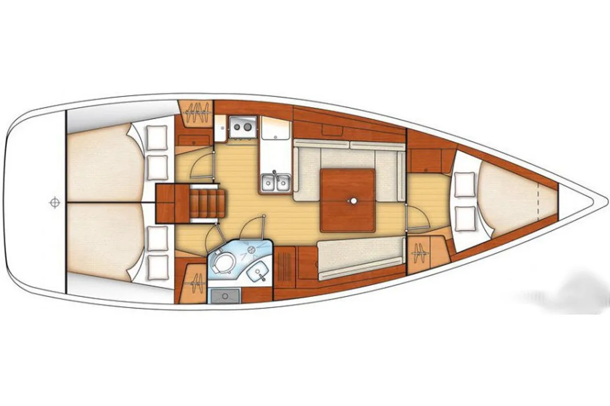 Floor plan of KARYATIS, a Beneteau Oceanis 37 sailboat at Athens, Greece