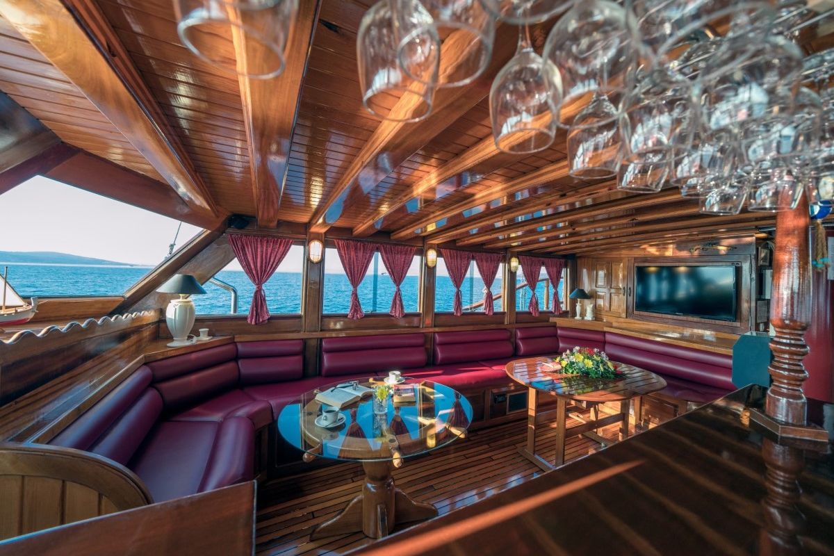 Salon of Tango, a Custom Made Tango yacht at Grad Kaštela, Croatia