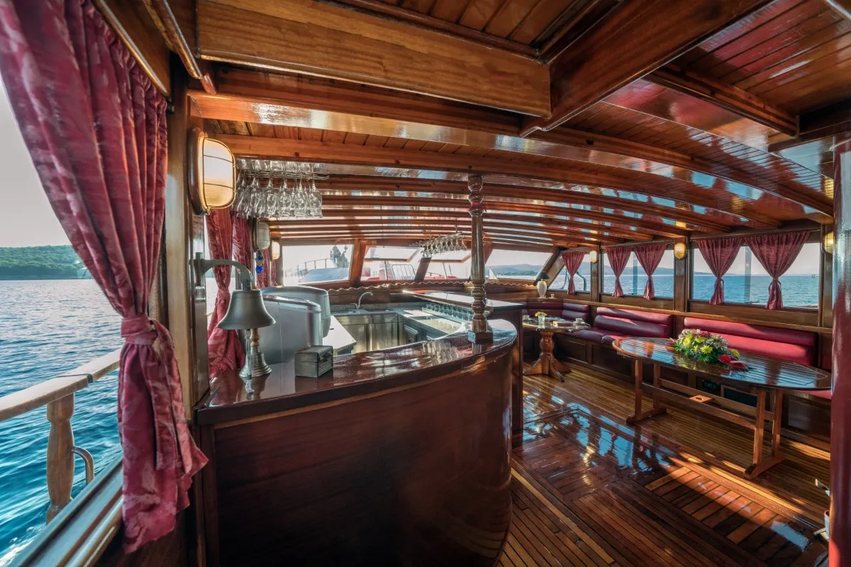 Salon of Tango, a Custom Made Tango yacht at Grad Kaštela, Croatia