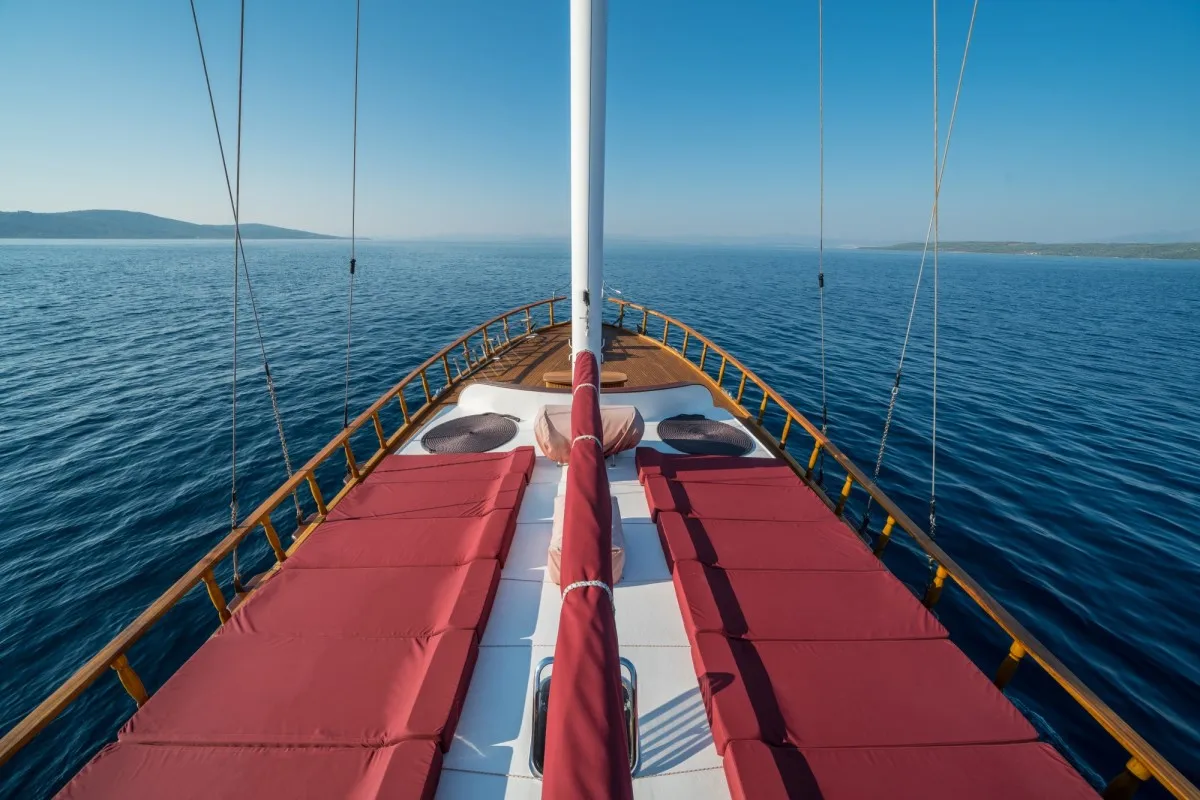 Deck of Tango, a Custom Made Tango yacht at Grad Kaštela, Croatia